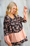 Field of Peach Blossoms Bubble Sleeve Blouse