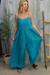 Own The Look Azure Blue Loose Fit Front Bib Sleeveless Jumpsuit