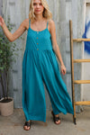 Own The Look Azure Blue Loose Fit Front Bib Sleeveless Jumpsuit