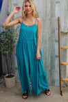 Own The Look Azure Blue Loose Fit Front Bib Sleeveless Jumpsuit