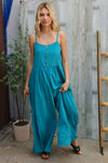 Own The Look Azure Blue Loose Fit Front Bib Sleeveless Jumpsuit