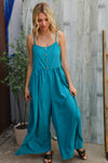 Own The Look Azure Blue Loose Fit Front Bib Sleeveless Jumpsuit