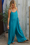 Own The Look Azure Blue Loose Fit Front Bib Sleeveless Jumpsuit