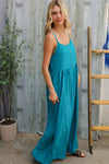 Own The Look Azure Blue Loose Fit Front Bib Sleeveless Jumpsuit