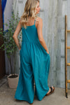 Own The Look Azure Blue Loose Fit Front Bib Sleeveless Jumpsuit
