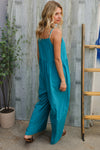 Own The Look Azure Blue Loose Fit Front Bib Sleeveless Jumpsuit