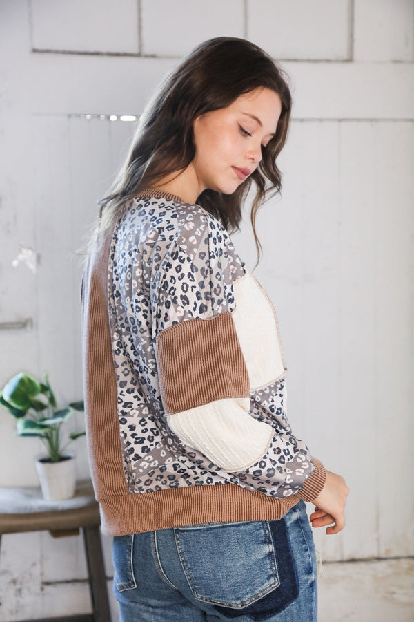 Wild Stitches Taupe Cable Knit Sweater