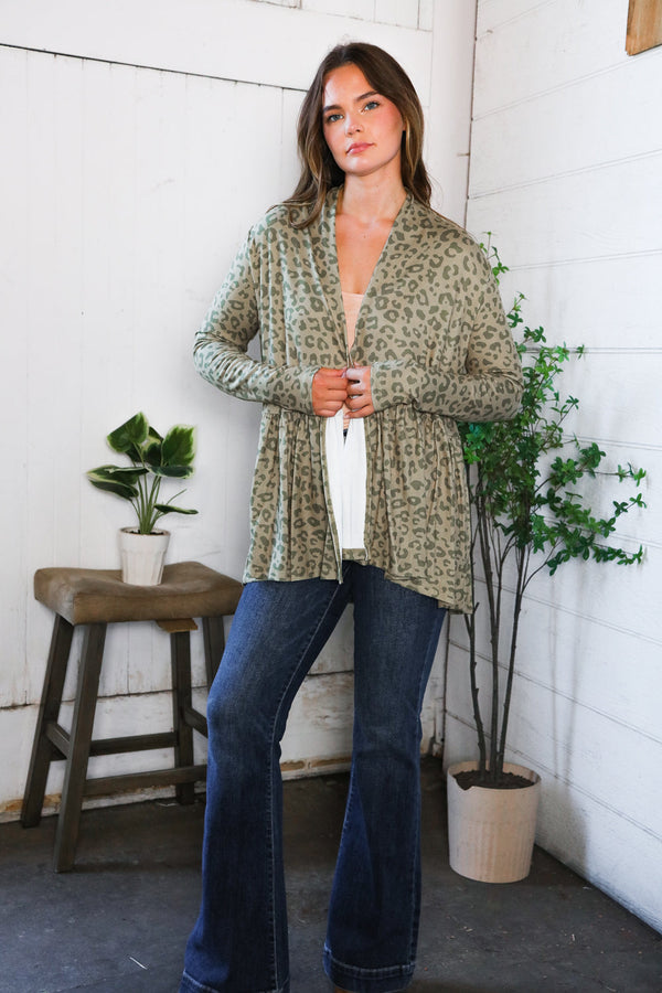 Prowl Around Peplum Open Cardigan