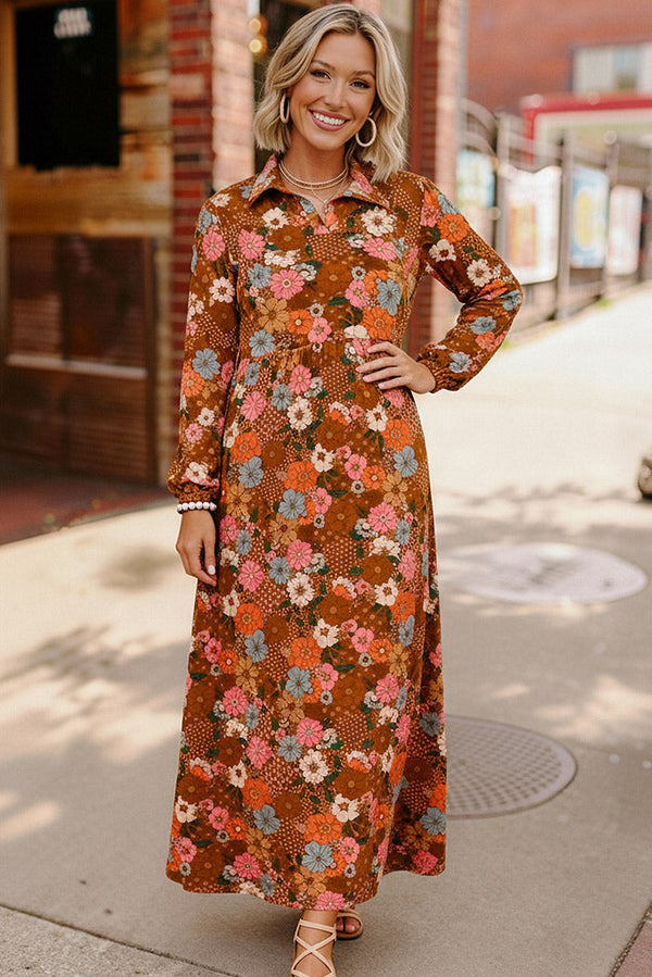 Groovy Garden Rust Maxi Dress