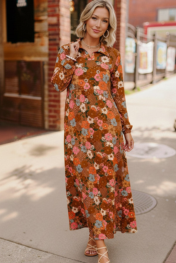 Groovy Garden Rust Maxi Dress