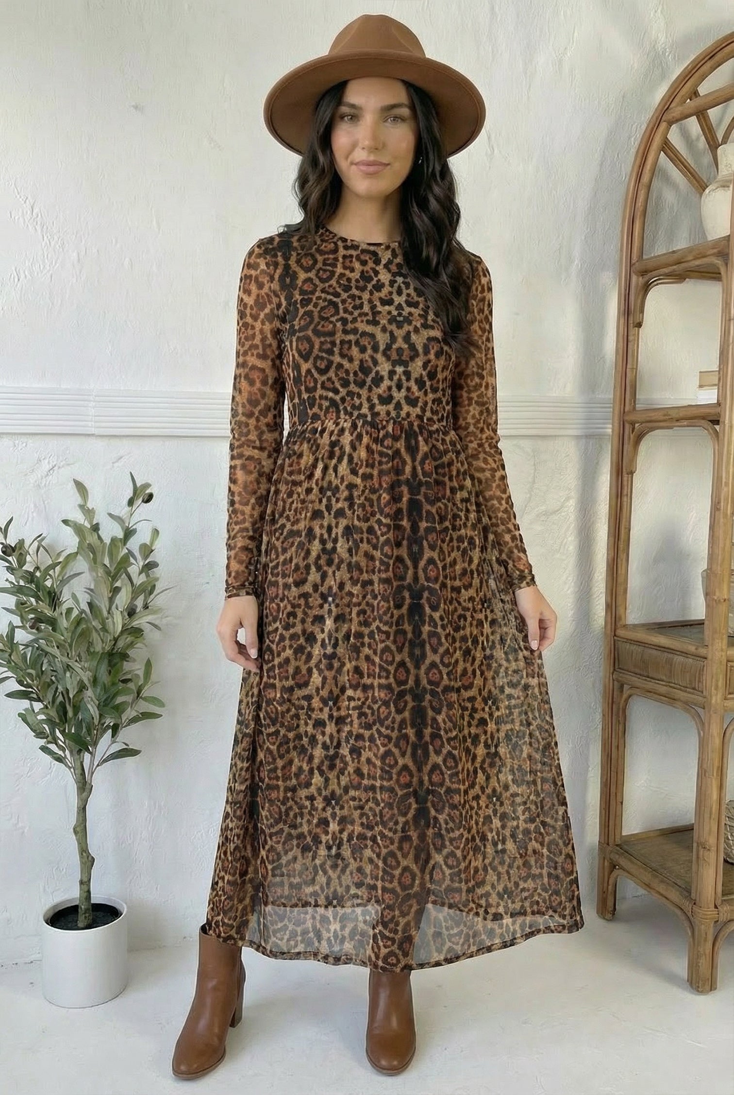 We Run the World Leopard Mesh Lined Dress Modest Pop We Run the World Leopard Mesh Lined Dress Modest Pop