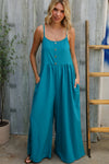 Own The Look Azure Blue Loose Fit Front Bib Sleeveless Jumpsuit