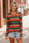 Keep Me Guessing Teal Herringbone Long Sleeve