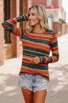 Keep Me Guessing Teal Herringbone Long Sleeve