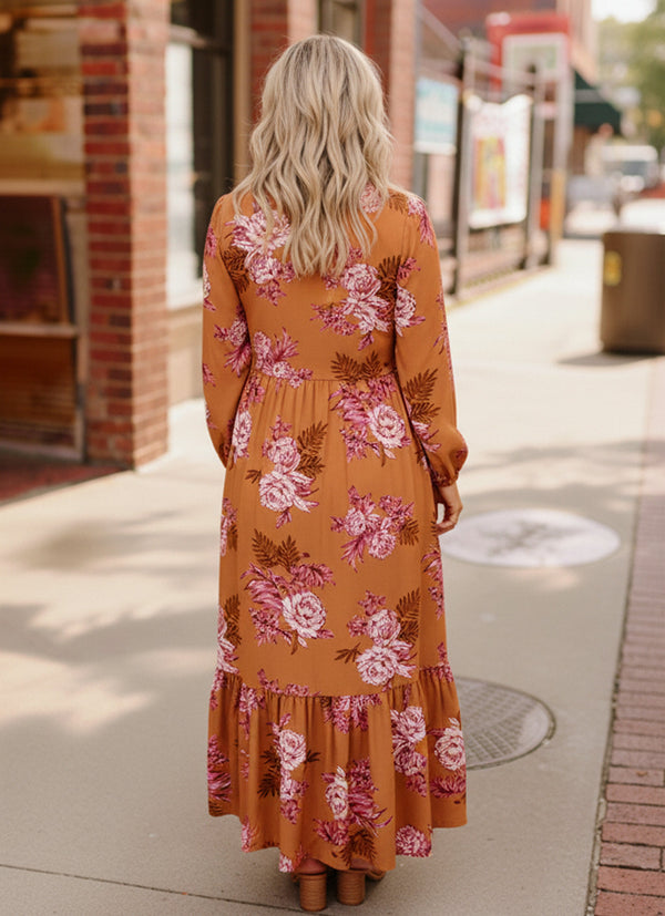 Everyone to the Dance Floor Terracotta Midi Dress