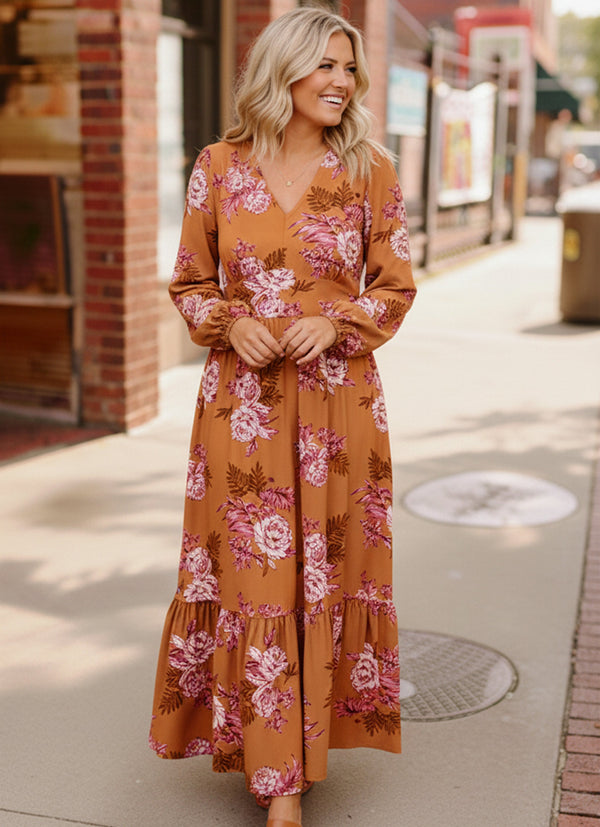 Everyone to the Dance Floor Terracotta Midi Dress