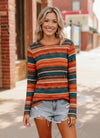 Keep Me Guessing Teal Herringbone Long Sleeve