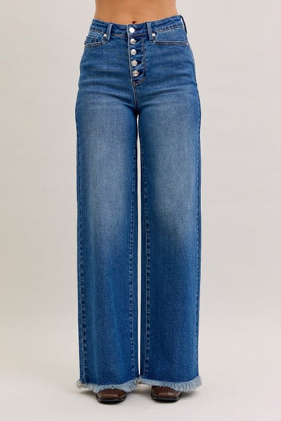 Karla High Waist Column Straight Button-Fly & Back Welt Pkts