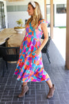 Bold & Beautiful Multicolor Abstract Floral Fit & Flare Midi Dress