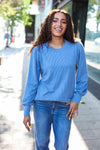 Everyday Vintage Denim Rib Mineral Wash Long Sleeve Top