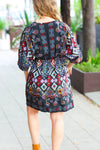 Straight To My Heart Charcoal Boho Paisley Surplice Dress