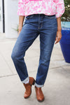 Judy Blue Mid Rise Cuffed Boyfriend Straight Leg Jeans