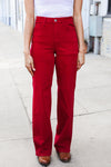 Judy Blue Heart Shaped High Rise Red Straight Leg Jeans