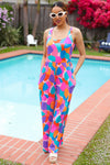 Summer Vibes Multicolor Abstract Floral Wide Leg Jumpsuit