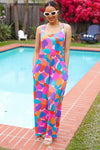 Summer Vibes Multicolor Abstract Floral Wide Leg Jumpsuit