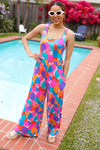 Summer Vibes Multicolor Abstract Floral Wide Leg Jumpsuit