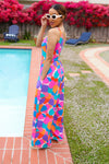 Summer Vibes Multicolor Abstract Floral Wide Leg Jumpsuit