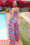 Summer Vibes Multicolor Abstract Floral Sleeveless Wide Leg Jumpsuit
