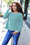 Hello Beautiful Green Rib Dolman Cropped Top