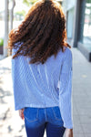 Hello Beautiful Blue Rib Dolman Sweater Top