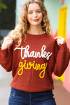 All I Want Thanksgiving Pop Up Embroidery Chunky Sweater