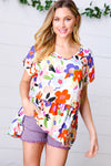 Multicolor Flat Floral V Neck Woven Babydoll Top