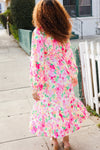 Beautiful You Frill V-Neck Shirred Waist Floral Maxi Dress