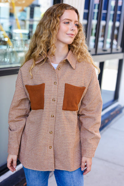 Start Your Day Rust Flannel Plaid Oversized Shacket