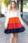 Beautiful You Orange & Multicolor Tiered Babydoll Dress