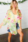 Sage Floral Print Chiffon Cover Up Kimono