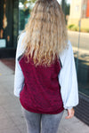 Autumn Vibes Grey & Burgundy Color Block Raglan Sweater