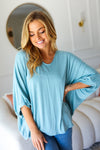 Call On Me Aqua Dolman Modal Knit Top