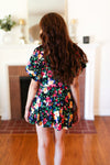 Multicolor Floral Surplice Short Sleeve Pocketed Romper