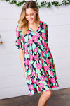 Multicolor Flat Floral Tiered Front Tie Pocketed Dress