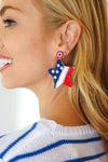 Patriotic Beaded Star Color Block Dangle Earrings