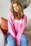 Pink "Babe" Embroidered Pop Up Sweater