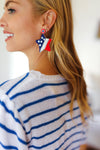 Patriotic Beaded Star Color Block Dangle Earrings