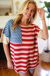 American Flag Jacquard Knit Sweater Top