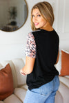 Feeling Bold Leopard Stripe Raglan Color Block Knit Top