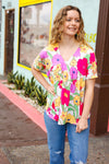 Multicolor Floral V Neck Dolman Top